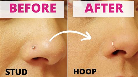 when can you switch nose stud to ring|how to change nose piercing.